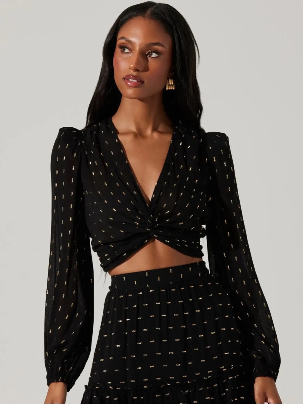 ASTR THE LABLE (S) Nix Top Black/Gold NWOT